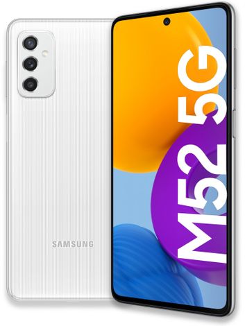 Samsung Galaxy M52 velký displej 6,7palcový Super AMOLED displej FullHD+ dlouhá výdrž velkokapacitní baterie 5000 mAh rychlonabíjení 25W výkonný procesor Qualcomm Snapdragon 778G trojnásobný fotoaparát ultraširokoúhlý hloubkový objektiv čtečka otisku prstů NFC 4GB RAM Bluetooth 5.0 Android 11 One UI 3.1 výkonná baterie dlouhá výdrž 32Mpx přední kamera NFC Android 11 zvuk Dolby Atmos 5G internet 5G datové připojení