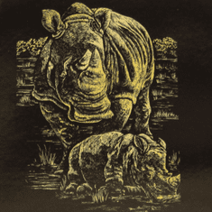 COOLKOUSKY Vyškrabavací obrázek zlatý A5 nosorožci