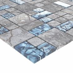 Greatstore Samolepicí mozaikové dlaždice 22 ks šedé a modré 30x30 cm sklo
