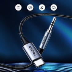 Ugreen CM450 audio kabel USB-C / 3.5mm mini jack, šedý