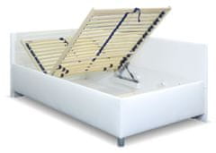 Bezvapostele Čalouněná postel Ryana levá, bílá, 120x200 + rošt a matrace ZDARMA