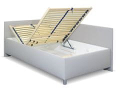 Bezvapostele Čalouněná postel Ryana levá, sv.šedá, 90x200 + rošt a matrace ZDARMA