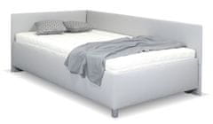 Bezvapostele Čalouněná postel Ryana levá, sv.šedá, 120x200 + rošt a matrace ZDARMA