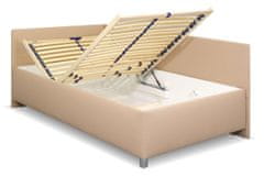 Bezvapostele Čalouněná postel Ryana levá, hnědá, 120x200 + rošt a matrace ZDARMA