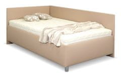Bezvapostele Čalouněná postel Ryana levá, hnědá, 90x200 + rošt a matrace ZDARMA