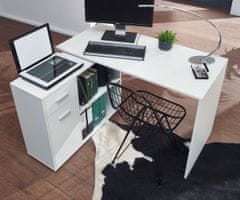 Bruxxi Rohový psací stůl Buero, 120 cm, bílá