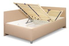 Bezvapostele Čalouněná postel Ryana pravá, hnědá, 120x200 + rošt a matrace ZDARMA