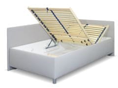 Bezvapostele Čalouněná postel Ryana pravá, sv.šedá, 90x200 + rošt a matrace ZDARMA