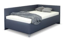 Bezvapostele Čalouněná postel Ryana pravá, tm.šedá, 120x200 + rošt a matrace ZDARMA