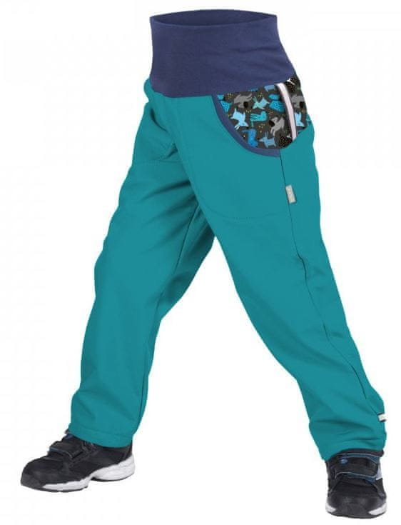 Unuo dětské softshellové kalhoty s fleecem - Pejsci 128/134 modrá