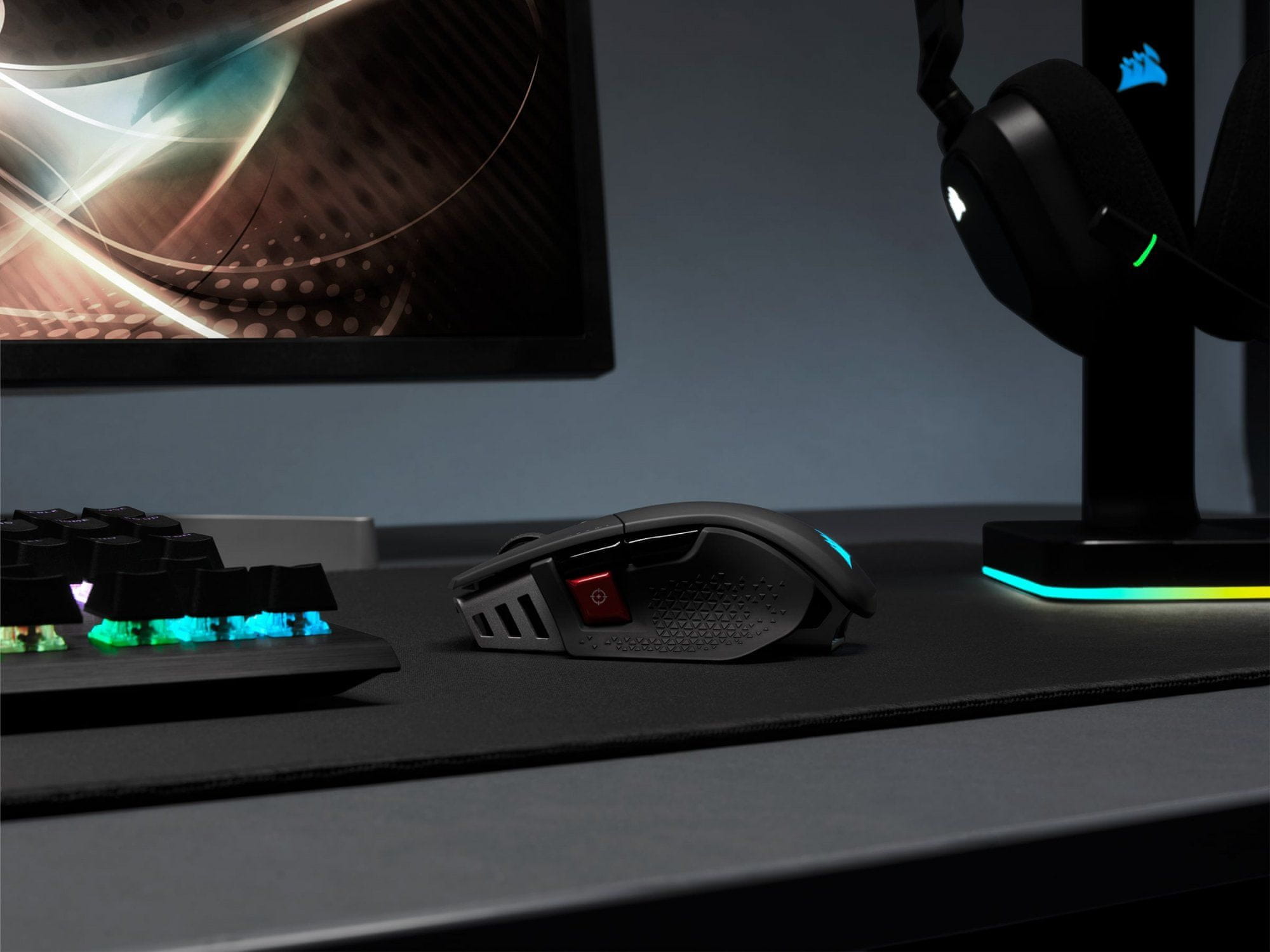 Herní myš Corsair M65 RGB Pro, černá (CH-9300011-EU), RGB, 12 000 dpi, 8 tlačítek, hliník, ergonomie, pravoruká, USB, doba odezvy