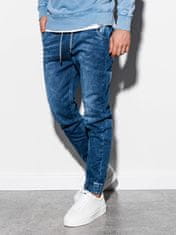 OMBRE Pánské riflové jogger kalhoty P907 - nebesky modrá - XL