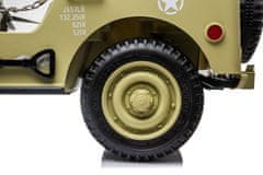 Beneo Elektrické autíčko USA ARMY 4X4, žlté, Třímístné, MP3 Přehrávač se vstupem USB / SD, Odpružené