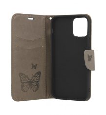 TopQ Pouzdro iPhone 12 knížkové Butterfly šedé 62586