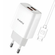Kaku Charger síťová nabíječka 2x USB 15W 2.4A + Micro USB kabel 1m, bíla