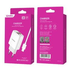 Kaku Charger síťová nabíječka 2x USB 15W 2.4A + Lightning kabel 1m, bíla