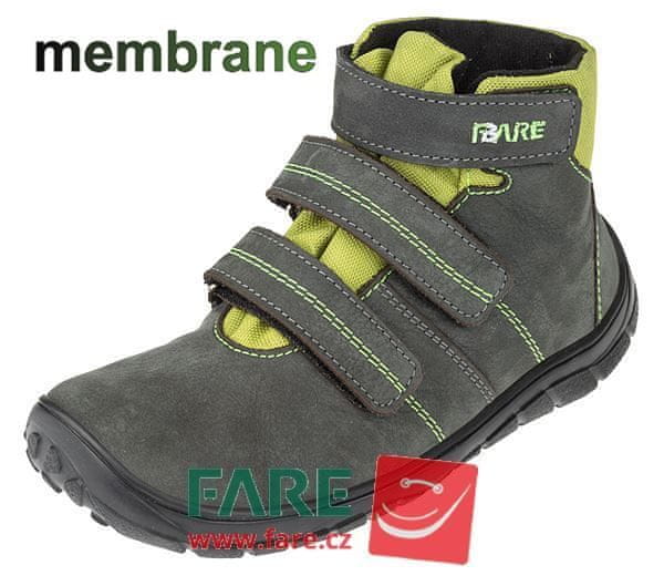 Fare dětská nepromokavá kotníčková barefoot obuv B5526261 zelená 29