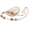 Lampglas Luxusní dámský náhrdelník Glowing Desert s 24karátovým zlatem v perlách Lampglas NCU13