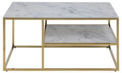 Design Scandinavia Konferenční stolek Alisma, 90 cm, bílá/zlatá