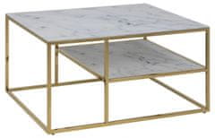 Design Scandinavia Konferenční stolek Alisma, 90 cm, bílá/zlatá