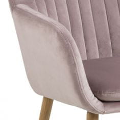 Design Scandinavia Jídelní židle s područkami Ema, samet, růžová