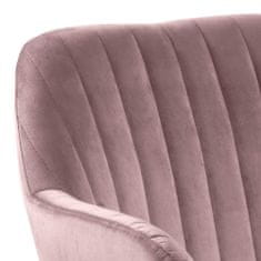 Design Scandinavia Jídelní židle s područkami Ema, samet, růžová / černá