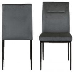 Design Scandinavia Jídelní židle Demi (SET 2ks), samet, tmavě šedá