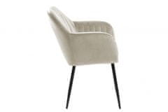 Design Scandinavia Jídelní židle s područkami Ema, samet, béžová / černá