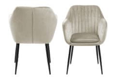 Design Scandinavia Jídelní židle s područkami Ema, samet, béžová / černá