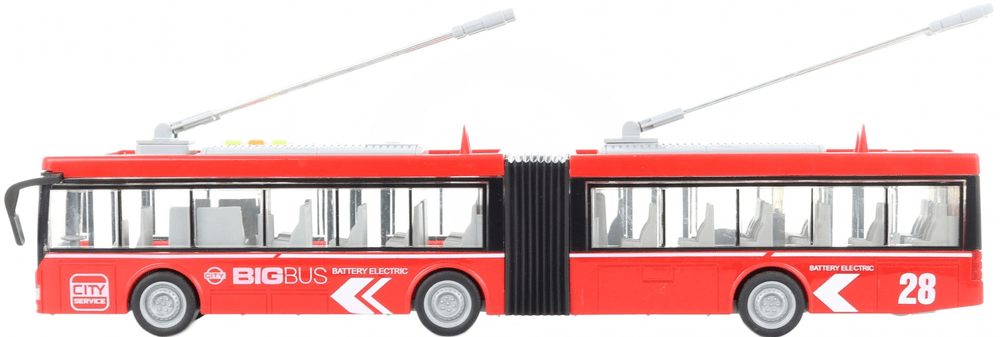 Levně Lamps Trolejbus kloubový červený na baterie
