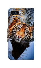 TopQ Pouzdro iPhone SE 2020 knížkové Hnědý tygr 62519