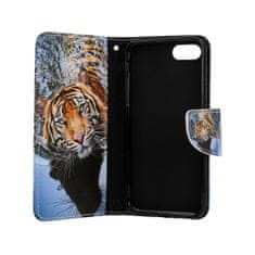 TopQ Pouzdro iPhone SE 2020 knížkové Hnědý tygr 62519