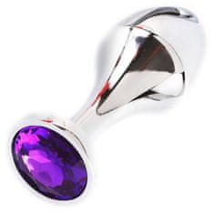 LOLO luxusní anální kolík z nerezové oceli s fialovým diamantem - průměr 4,5 cm