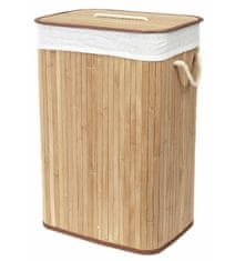 Compactor Bambusový koš na prádlo s víkem Bamboo - obdélníkový, přírodní, 60 x 40 x 30 cm