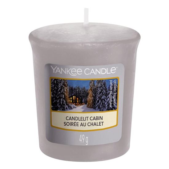 Yankee Candle votivní svíčka Candlelit Cabin (Chata ozářená svíčkou) 49g
