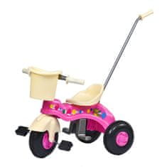BAYO Dětská šlapací tříkolka s vodící tyčí JUNIOR růžová