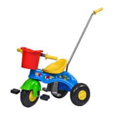 BAYO Dětská šlapací tříkolka s vodící tyčí junior - modrá