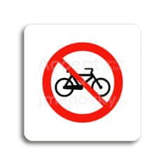 ACCEPT Piktogram zákaz jízdy na bicyklu - bílá tabulka - barevný tisk bez rámečku
