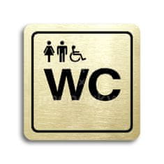 ACCEPT Piktogram WC ženy, muži, invalidé - zlatá tabulka - černý tisk