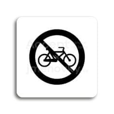 ACCEPT Piktogram zákaz jízdy na bicyklu - bílá tabulka - černý tisk bez rámečku