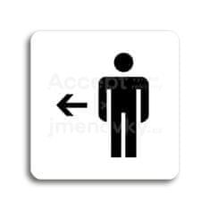 ACCEPT Piktogram WC muži vlevo - bílá tabulka - černý tisk bez rámečku