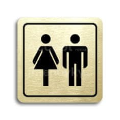 Piktogram WC ženy, muži - zlatá tabulka - černý tisk