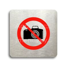 ACCEPT Piktogram zákaz fotografování - stříbrná tabulka - barevný tisk bez rámečku