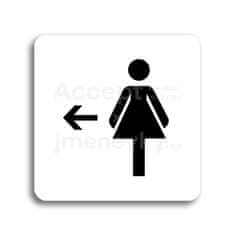 ACCEPT Piktogram WC ženy vlevo - bílá tabulka - černý tisk bez rámečku