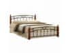 Manželská postel, dřevo třešeň/černý kov, 160x200, DOLORES