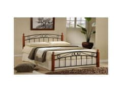 KONDELA Manželská postel, dřevo třešeň/černý kov, 160x200, DOLORES