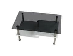 KONDELA Konferenční stolek, ocel/černé sklo/bílá extra vysoký lesk HG, SVEN