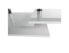 KONDELA Konferenční stolek, ocel/černé sklo/bílá extra vysoký lesk HG, SVEN