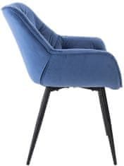 BHM Germany Jídelní židle Tanna, samet, modrá