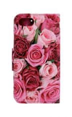 TopQ Pouzdro iPhone SE 2022 knížkové Růžové růžičky 74965